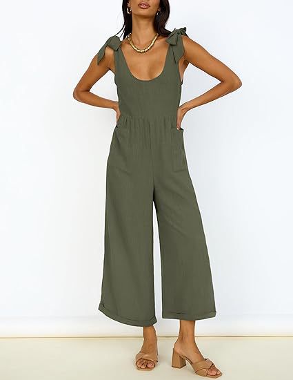 Damen Lässiger Jumpsuit mit verstellbaren Trägern und weitem Bein R&B