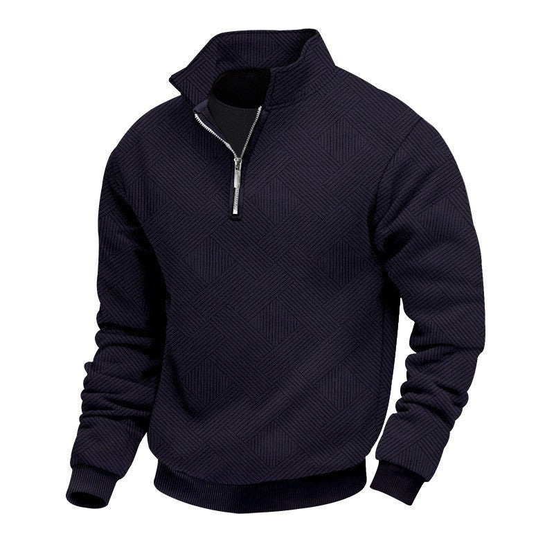 Herren Stepppullover mit halbem Reißverschluss und strukturiertem Design R&B