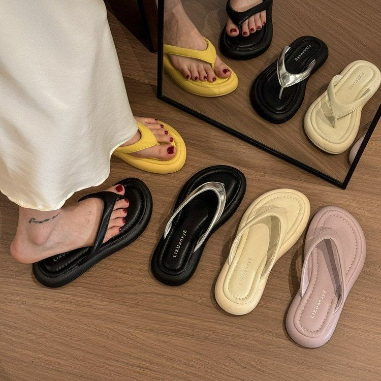 Damen komfortable Zehentrenner-Sandalen mit ergonomischer Innensohle und flexiblem Riemendesign R&B