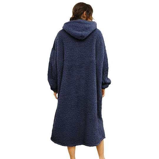 Herren Kuscheliger Fleece-Bademantel mit Kapuze und Taschen R&B
