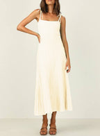 Damen Maxikleid mit schmalen Trägern und feinem Rippdesign R&B
