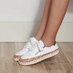 Damen farbenfrohe Sneaker mit Kork-Außensohle und floralem Design R&B