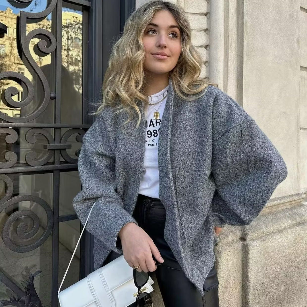 Damen gemütliche und stylische Fleecejacke mit großen aufgesetzten Taschen R&B