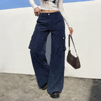 Damen Weite Cord-Cargo-Hose mit praktischen Taschen und lässigem Schnitt