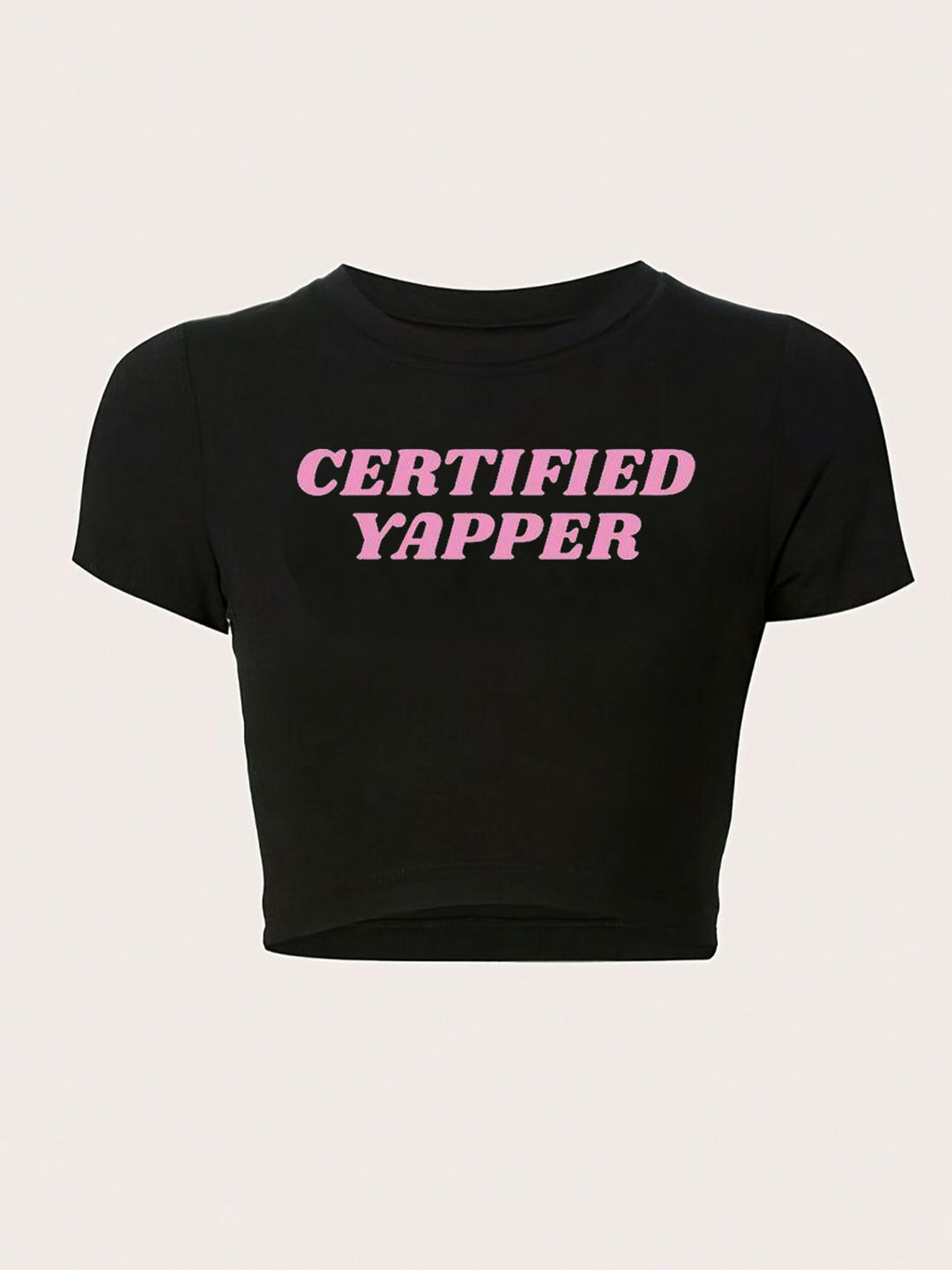 Damen figurbetontes Kurzarm-T-Shirt mit verspieltem Aufdruck R&B