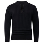 Herren Strickpullover mit hohem Kragen und modernem Reißverschluss R&B