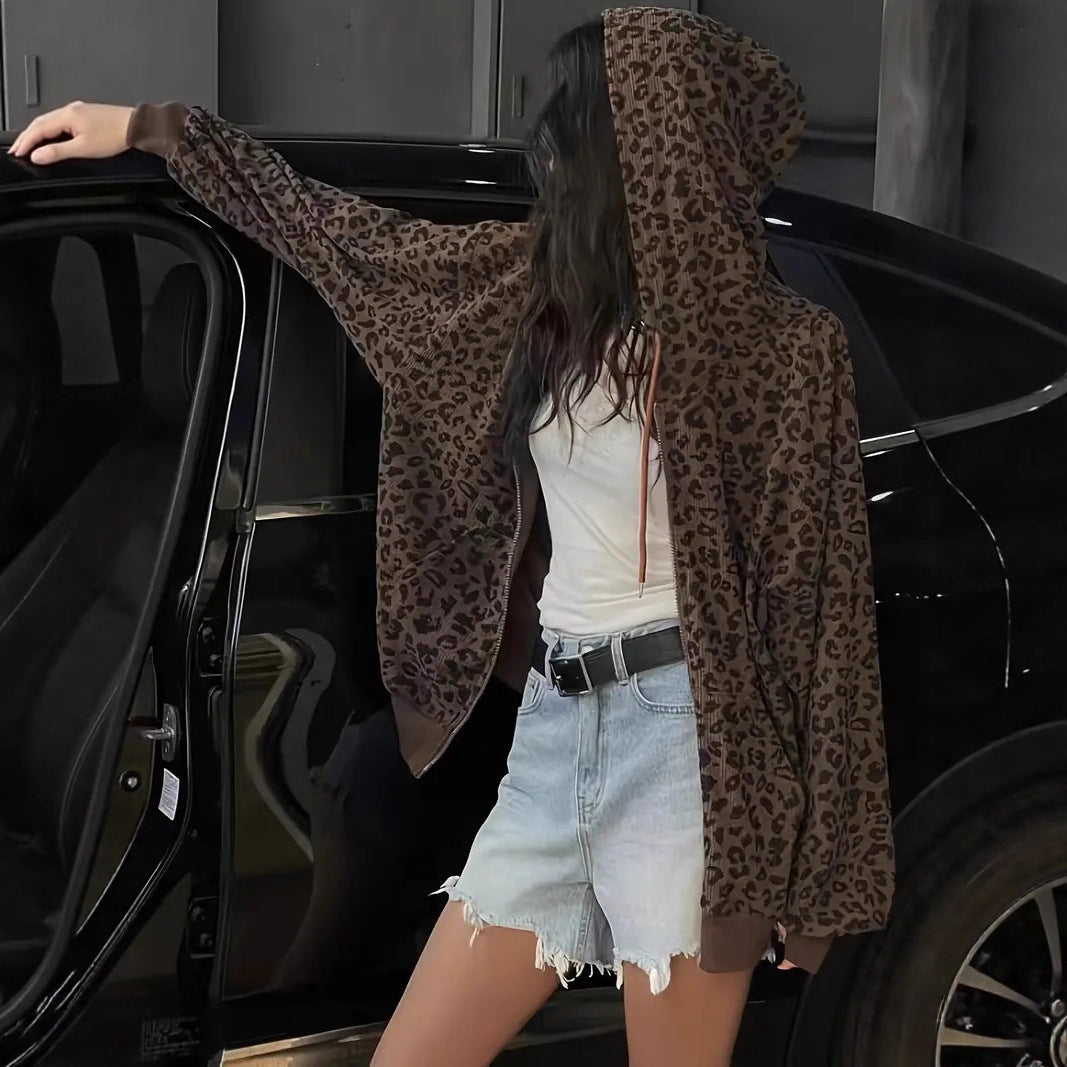 Damen Kapuzenpullover mit modischem Animal-Print R&B