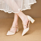 Damen Elegante Strapschuhe mit dekorativen Nieten