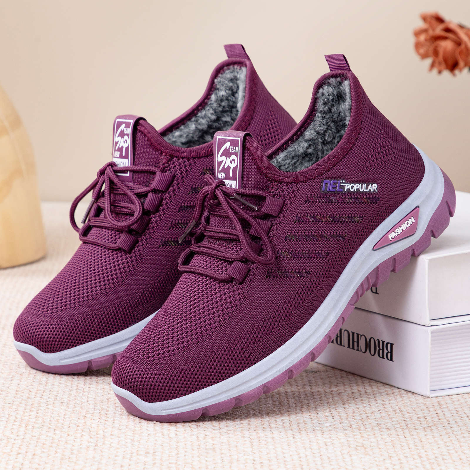 Damen Sportliche und bequeme Sneaker mit kuscheligem Innenfutter R&B