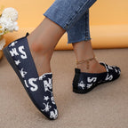 Damen Modische Slip-On Schuhe aus atmungsaktivem Material mit stylischem Print R&B