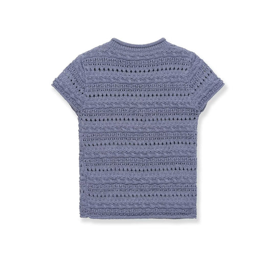 Damen Häkeloberteil mit strukturiertem Design und kurzen Ärmeln R&B