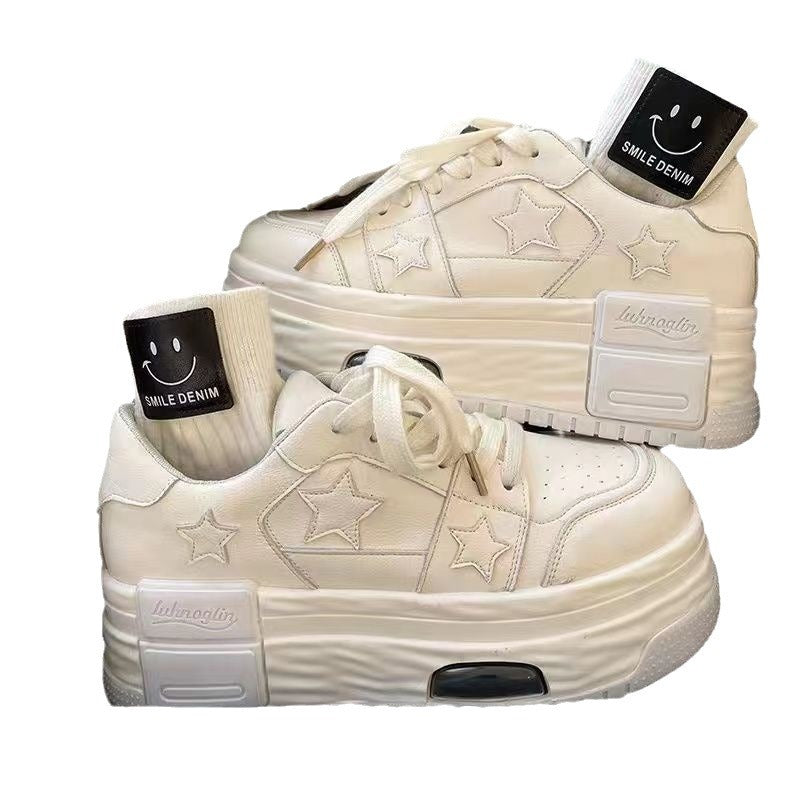 Damen modische Plateau-Sneaker mit Sternenapplikationen und verstärktem Sohlenprofil R&B