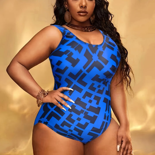 Damen Einteiler Badeanzug mit modernem geometrischen Design R&B
