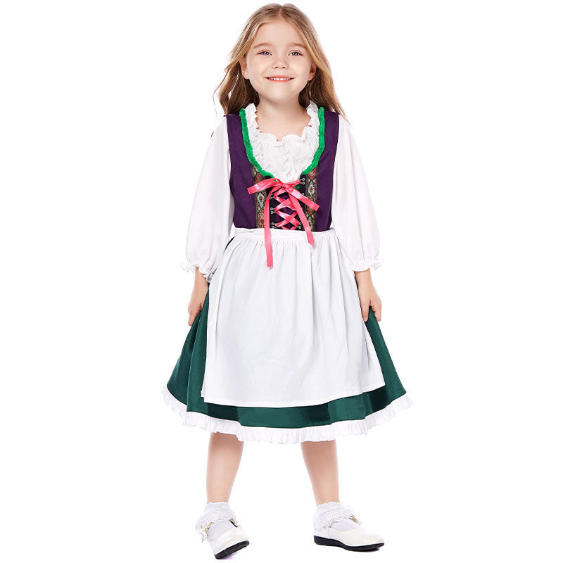 Damen nan dreiteiliges Trachtenkleid Dirndl Kostümset mit Schnürung, tailliertem Rock und abnehmbarer Carmenbluse R&B