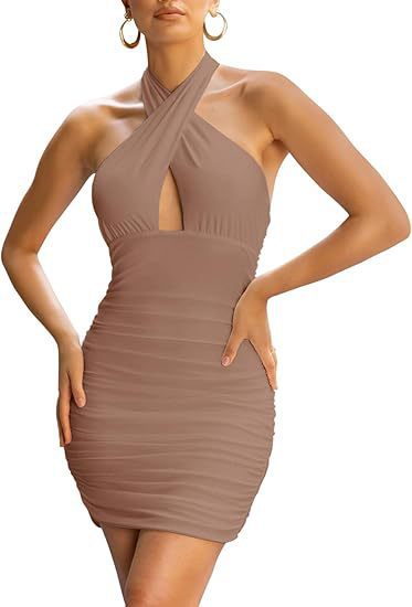 Damen Bodycon-Kleid mit raffiniertem Wickeldesign und ausgeschnittenem Dekolleté R&B