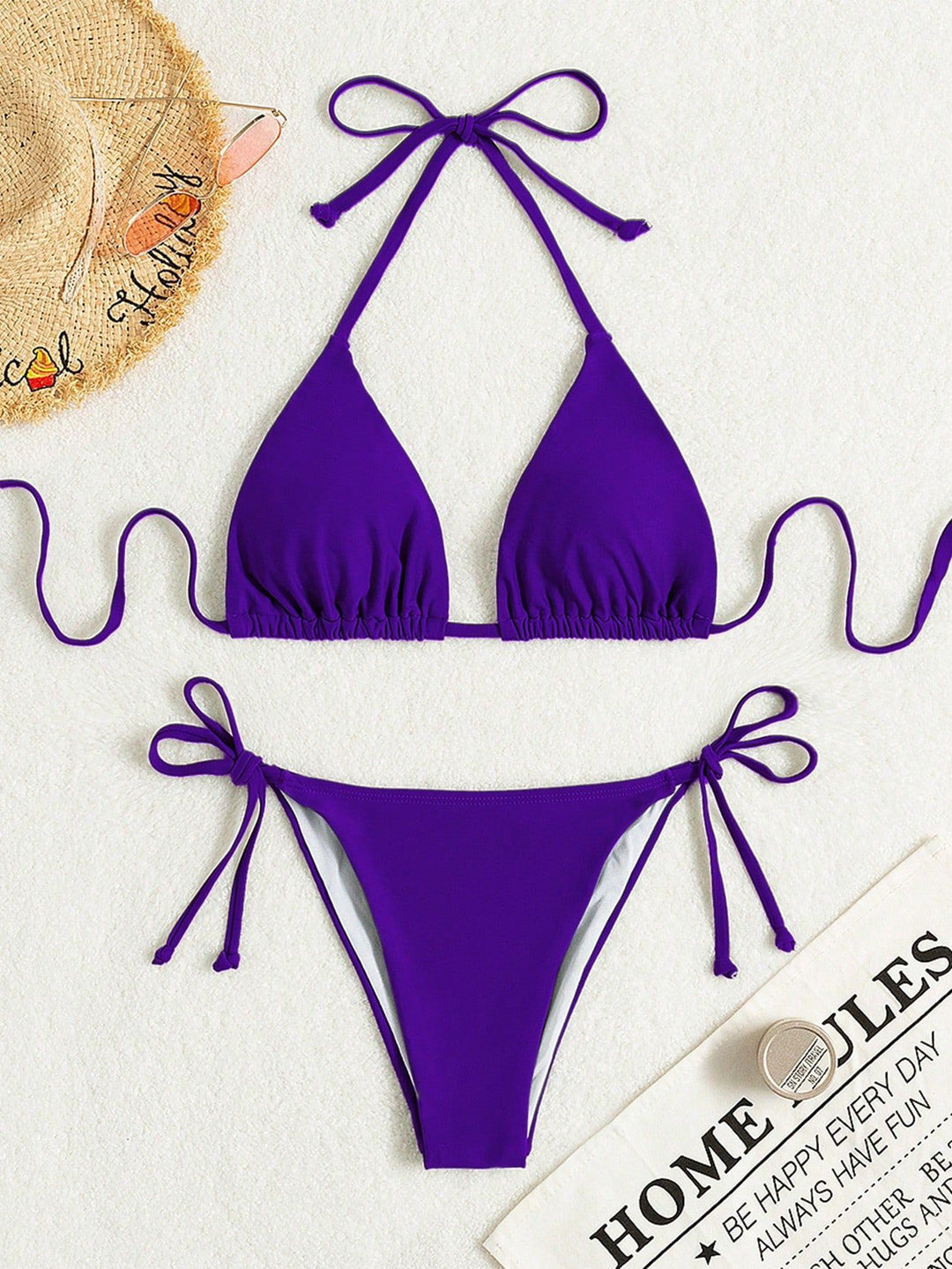 Damen Triangel-Bikini mit verstellbaren Bändern und elastischem Taillenbund R&B
