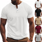 Herren Kurzarm-Henley-T-Shirt mit strukturiertem Design R&B