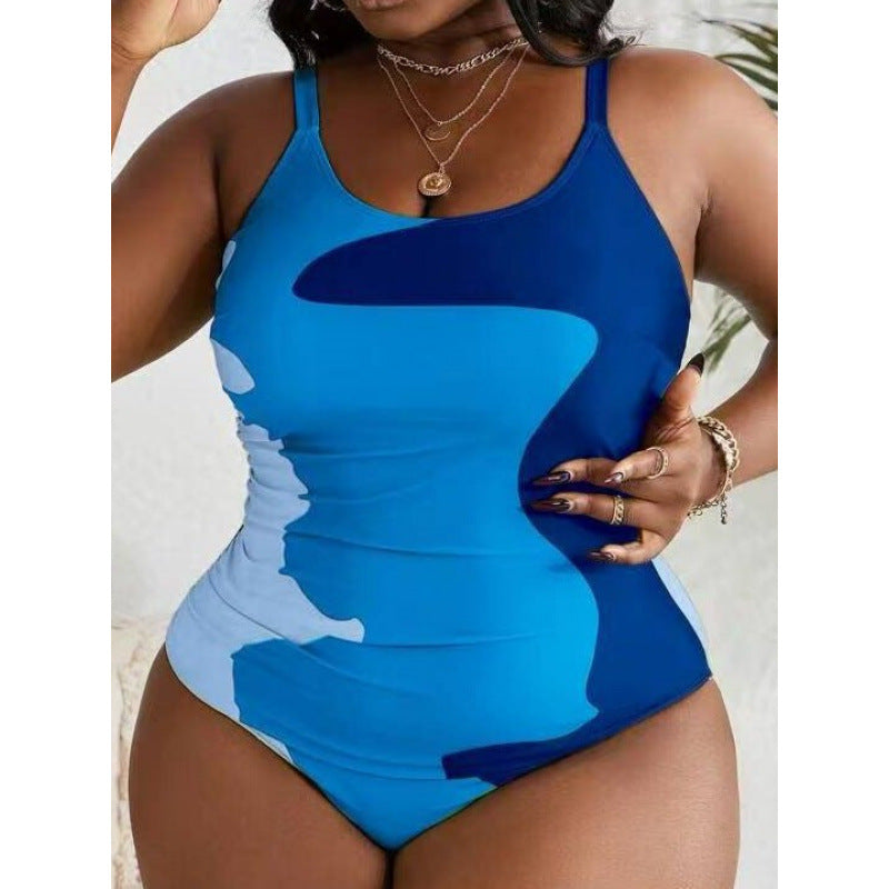 Damen Einteiliger Badeanzug mit modischem Farbmuster und figurformendem Schnitt R&B