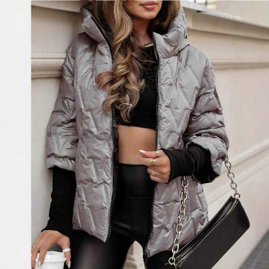 Damen Steppjacke mit hochabschließendem Kragen und breitem Ärmel R&B