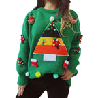Damen Weihnachts-Pullover mit festlichem 3D-Motiv und dekorativen Applikationen R&B