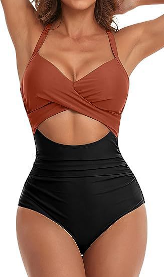 Damen Einteiliger Badeanzug mit elegantem Wickelschnitt R&B