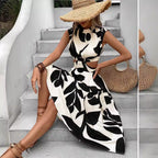 Damen Asymmetrisches Kleid mit Cut-Out-Details und Floralem Design R&B