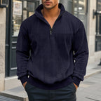Herren Pullover mit strukturierter Optik und hohem Kragen R&B