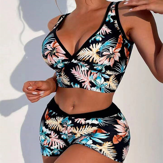Damen Sport-Bikini-Set mit hoch geschnittenem Oberteil und bequemem Shorts R&B