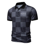 Herren Polo-Shirt mit kariertem Muster und modernem Kragen