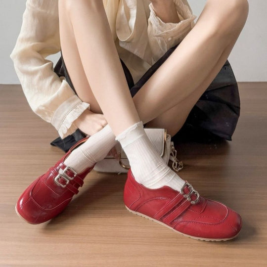 Damen modische Ballerinas mit floralem Design und glänzender Oberfläche R&B
