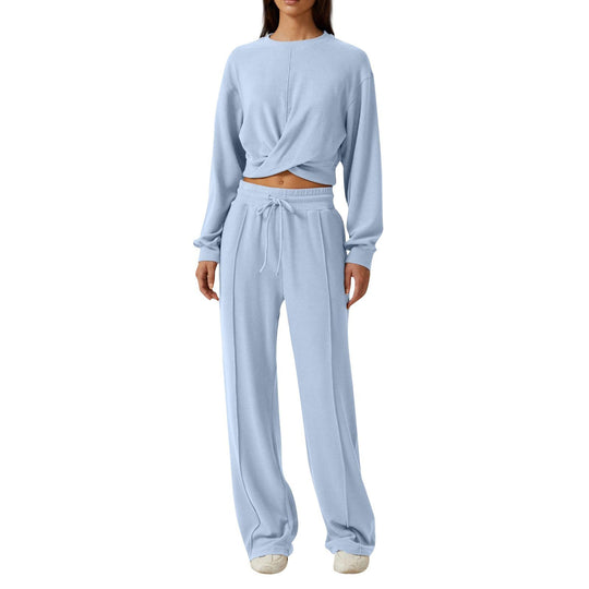 Damen gemütliches Sweatpants-Set mit modischem Crop-Oberteil R&B
