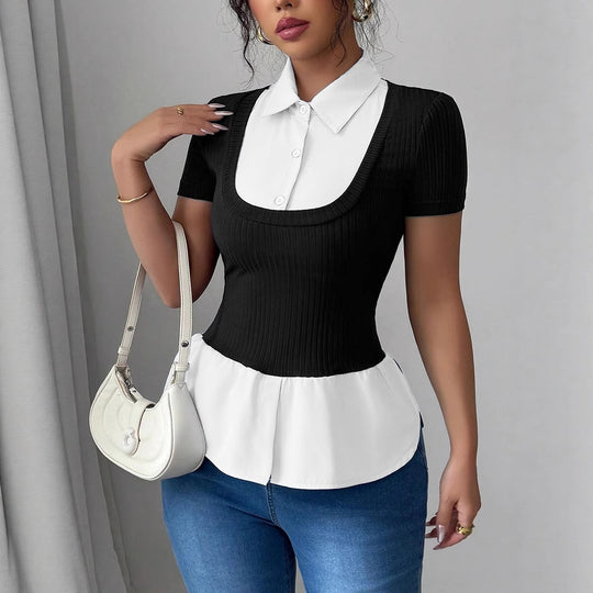 Damen Elegantes Oberteil mit fließendem Saum R&B