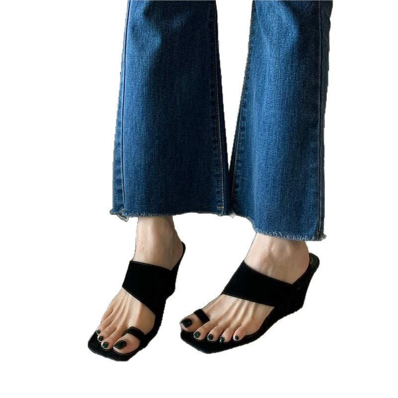 Damen komfortable Sandaletten mit breitem, gefaltetem Riemen R&B
