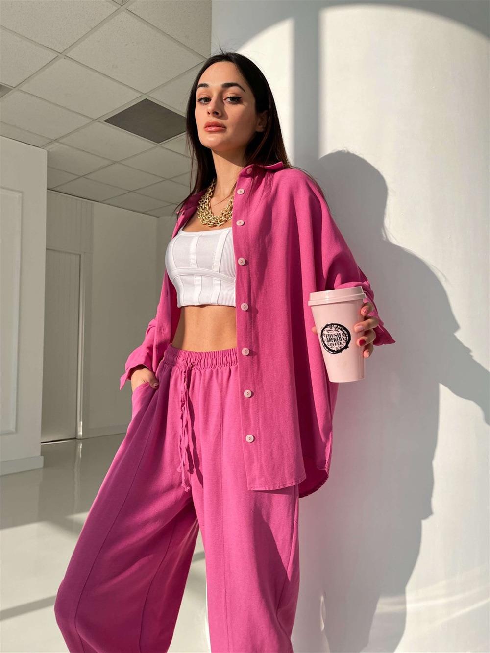 Damen Oversized Hemdbluse aus leichtem Material mit Knopfleiste R&B