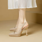 Damen Slingback-High-Heels mit glänzender Oberfläche und eleganter Schnalle
