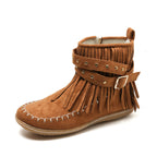Damen Mokassinstiefel mit modischem Fransen-Design und eleganten Akzenten R&B