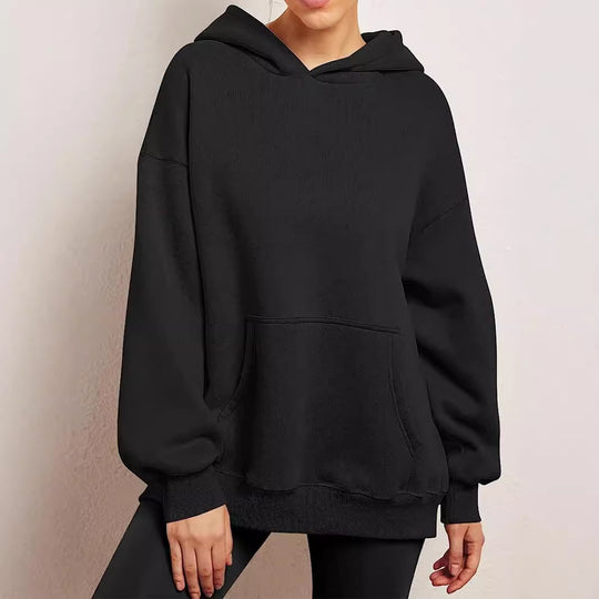 Damen Kapuzenpullover im Oversized-Stil mit praktischen Beuteltaschen R&B