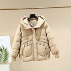 Damen Modische leichte Pufferjacke mit praktischen Taschen und Kapuze R&B
