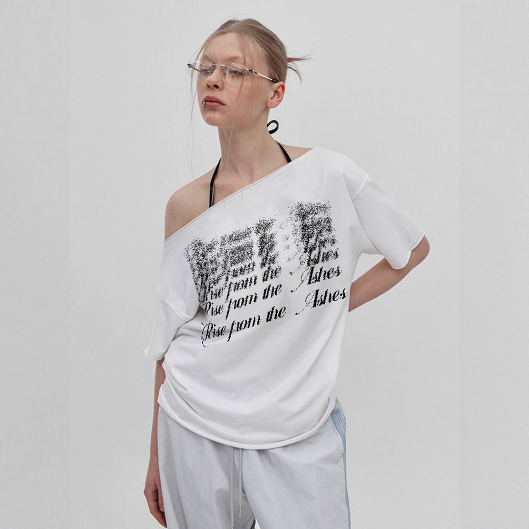 Damen T-Shirt mit modischem V-Ausschnitt und funkelndem Strasskreuz R&B