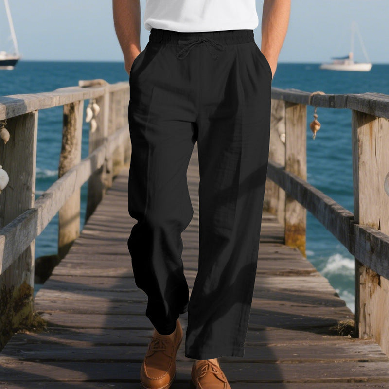 Herren bequeme Strandhose mit elastischem Bund und verstellbarem Kordelzug R&B