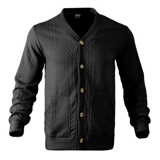 Herren Strickjacke mit strukturellem Design und hochwertigen Knöpfen R&B