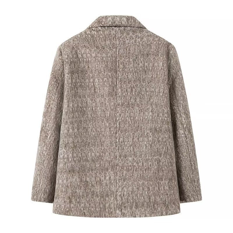 Damen elegante Blazerjacke aus hochwertigem Stoff mit feinem Muster R&B