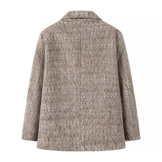 Damen elegante Blazerjacke aus hochwertigem Stoff mit feinem Muster R&B