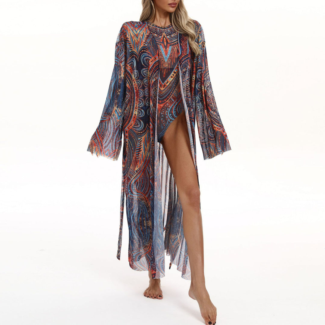 Damen eleganter Strandkimono mit floralem Muster R&B