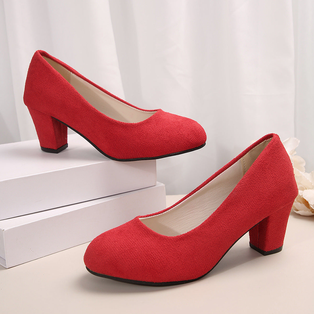 Damen elegante Pumps mit bequemem Blockabsatz EB