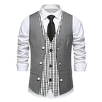 Herren elegante Anzugweste mit kontrastierendem Innenmuster R&B