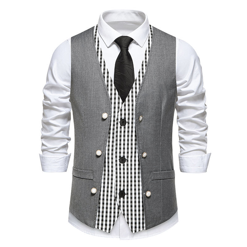 Herren elegante Anzugweste mit kontrastierendem Innenmuster R&B