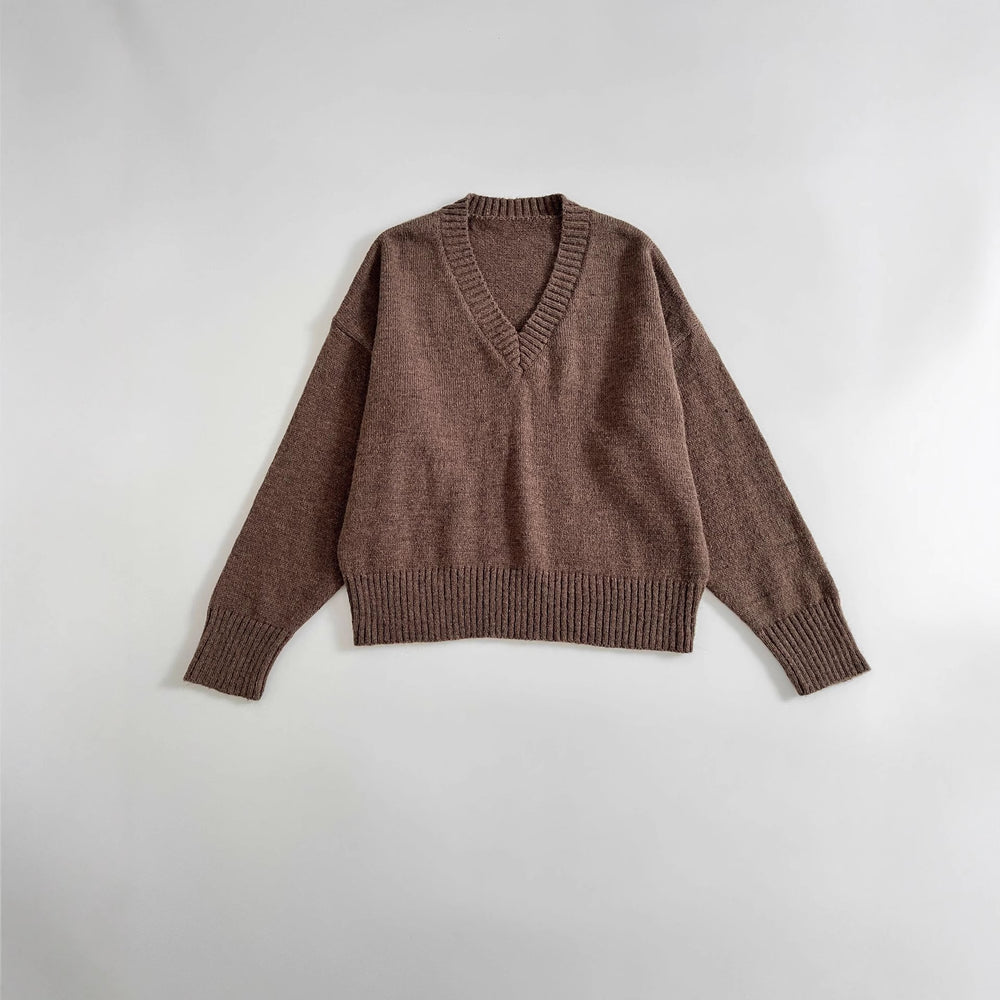 Damen lässiger V-Ausschnitt Pullover R&B
