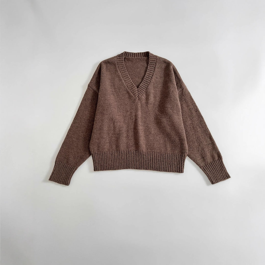Damen lässiger V-Ausschnitt Pullover R&B