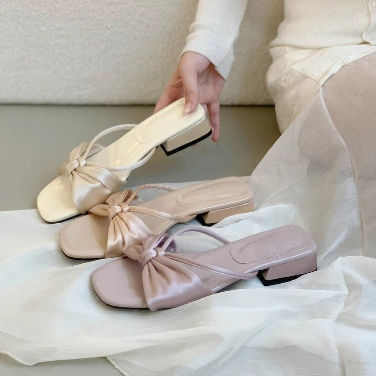 Damen modische Pantoletten mit dekorativem Schleifen-Detail und bequemer Sohle R&B